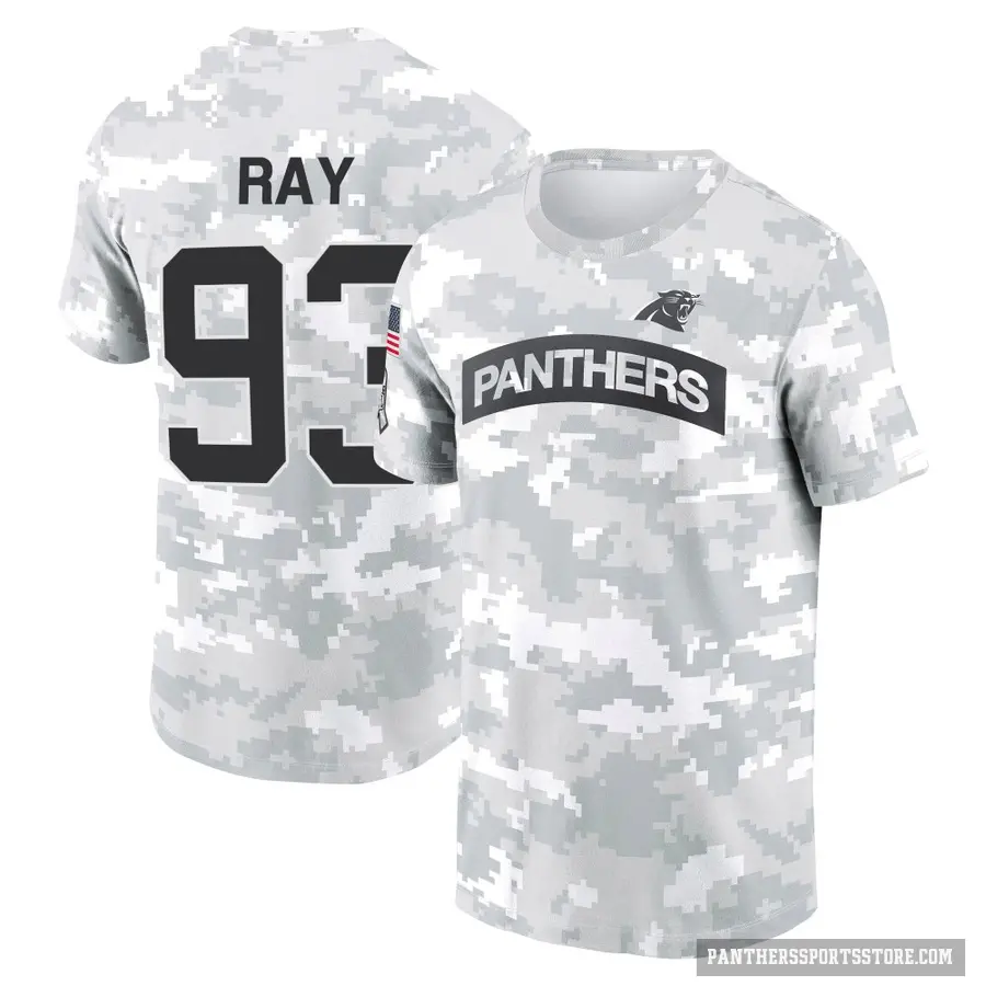 Men's ＃93 LaBryan Ray Carolina Panthers Camo Arctic 2024 Salute to Service Performance T-Shirt