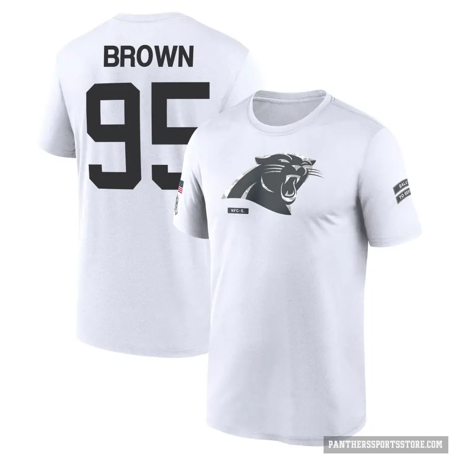 Men's ＃95 Derrick Brown Carolina Panthers White 2024 Salute to Service Performance T-Shirt