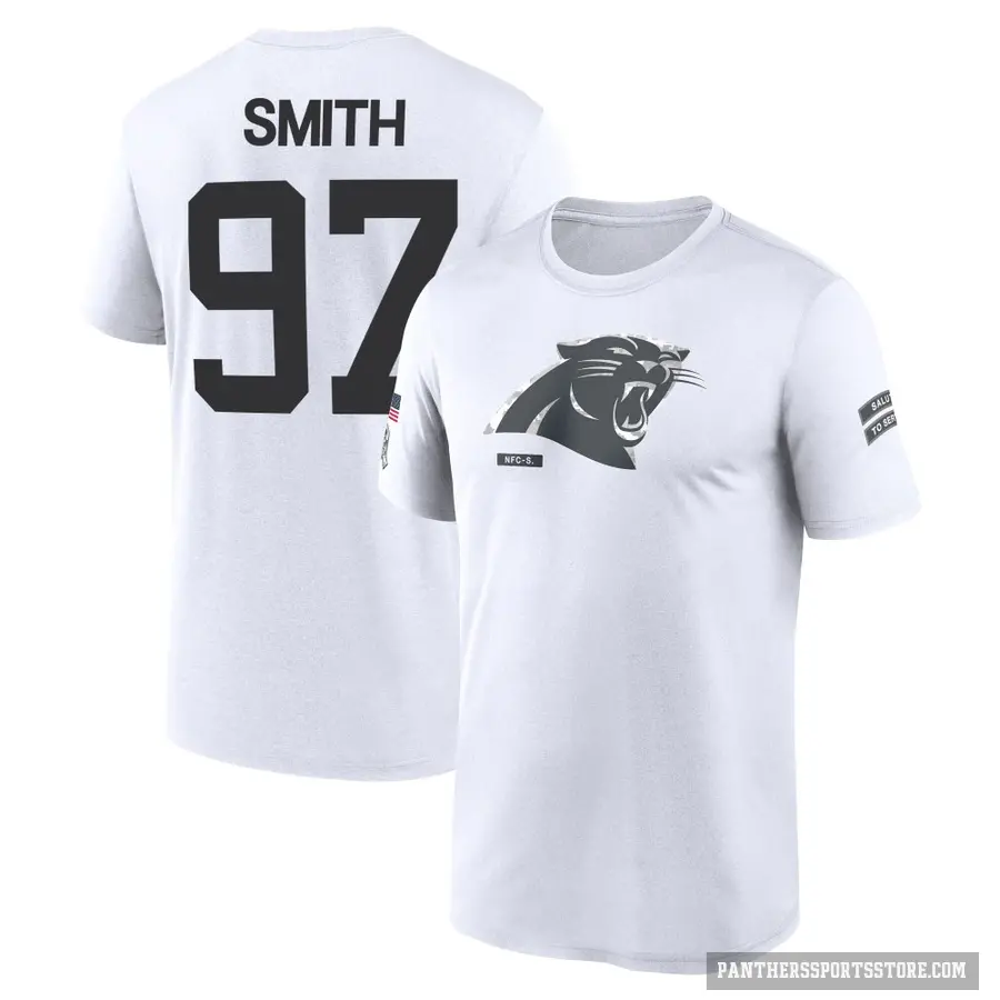 Men's ＃97 T.J. Smith Carolina Panthers White 2024 Salute to Service Performance T-Shirt