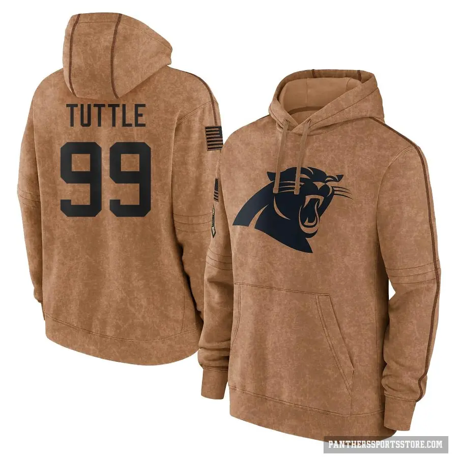 Men's ＃99 Shy Tuttle Carolina Panthers Brown 2023 Salute To Service Club Pullover Hoodie