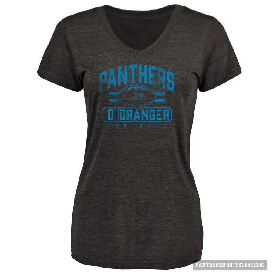 Women's ＃0 Colin Granger Carolina Panthers Black Flanker T-Shirt