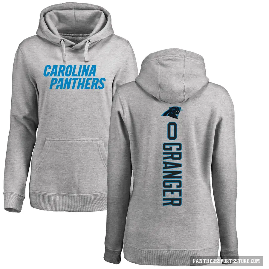 Women's ＃0 Colin Granger Carolina Panthers Pro Line Ash Backer Pullover Hoodie