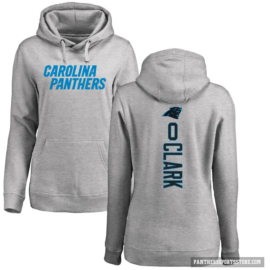 Women's ＃0 Jerrod Clark Carolina Panthers Pro Line Ash Backer Pullover Hoodie