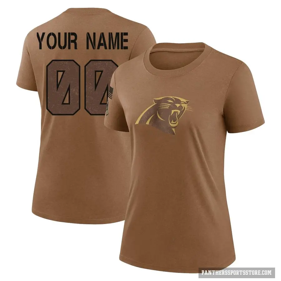Women's ＃00 Custom Carolina Panthers Brown 2023 Salute To Service Performance T-Shirt
