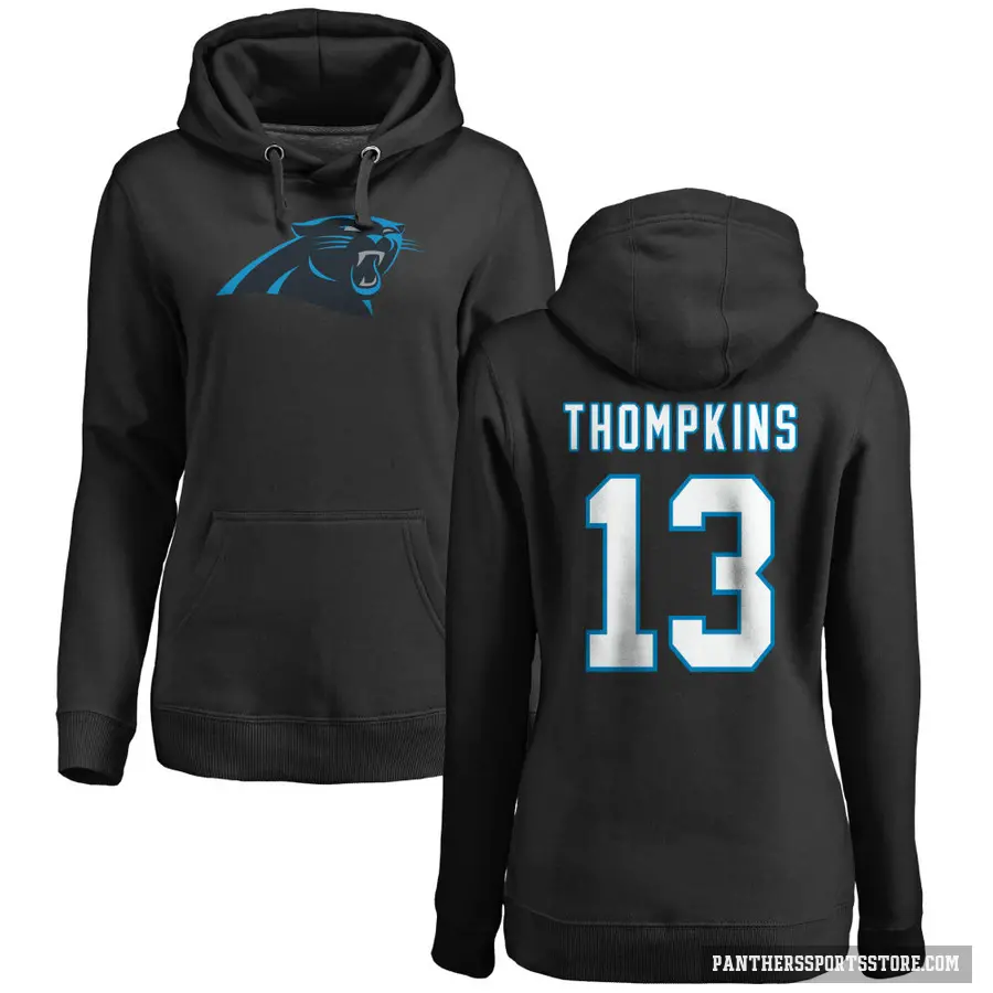 Women's ＃13 Deven Thompkins Carolina Panthers Black Pro Line Logo Pullover Hoodie