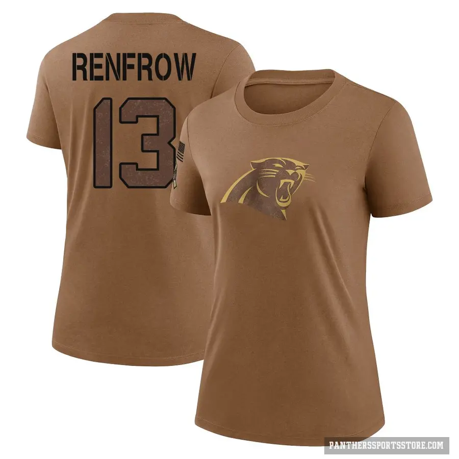 Women's ＃13 Hunter Renfrow Carolina Panthers Brown 2023 Salute To Service Performance T-Shirt