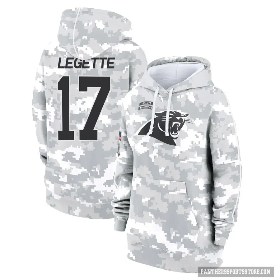 Women's ＃17 Xavier Legette Carolina Panthers Arctic Camo 2024 Salute to Service Club Fleece Pullover Hoodie