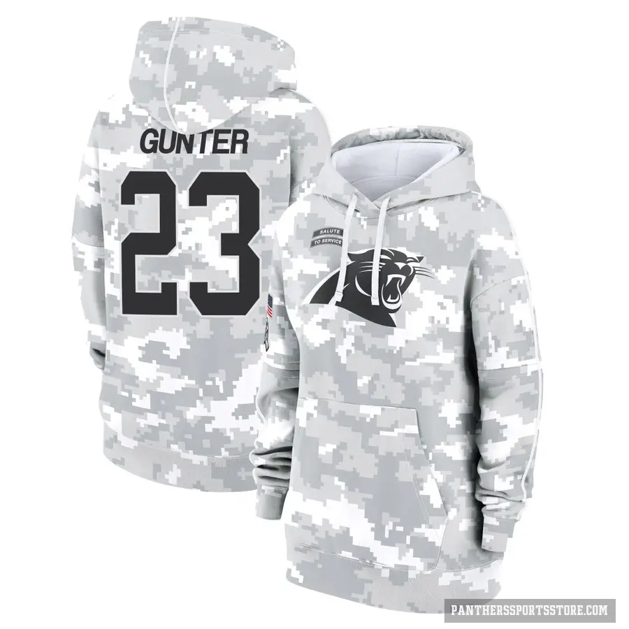 Women's ＃23 Ladarius Gunter Carolina Panthers Arctic Camo 2024 Salute to Service Club Fleece Pullover Hoodie