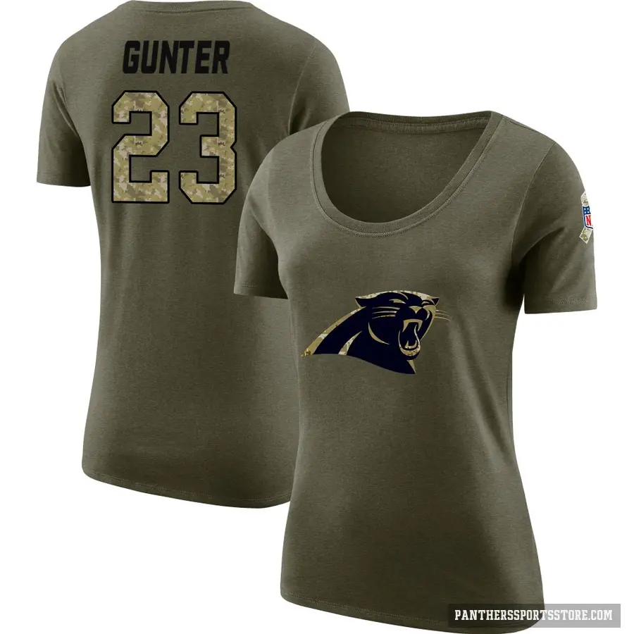 Women's ＃23 Ladarius Gunter Carolina Panthers Olive Salute to Service Scoop Neck T-Shirt