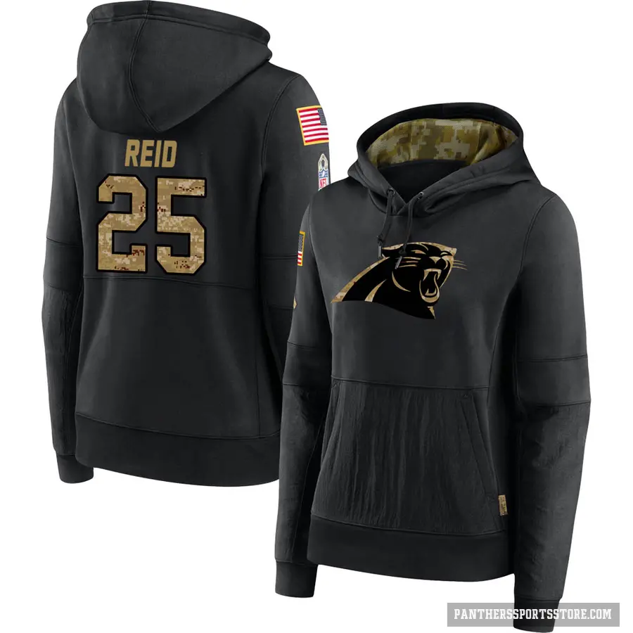 Women's ＃25 Eric Reid Carolina Panthers Black 2020 Salute to Service Sideline Performance Pullover Hoodie