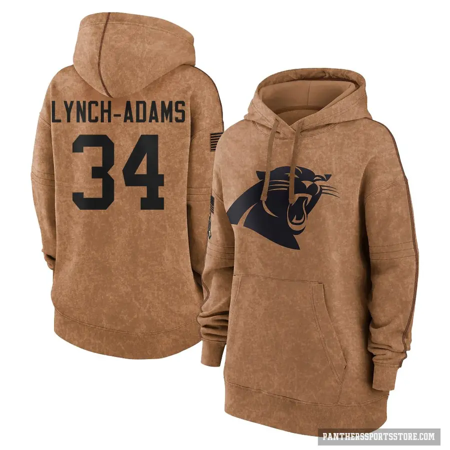 Women's ＃34 Kay'Ron Lynch-Adams Carolina Panthers Brown 2023 Salute To Service Pullover Hoodie