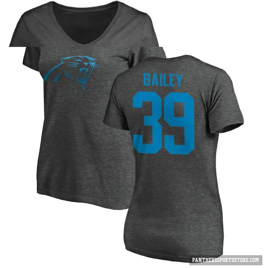Women's ＃39 Emani Bailey Carolina Panthers Ash One Color T-Shirt