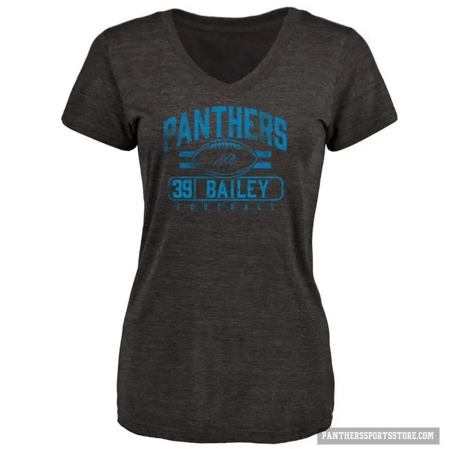 Women's ＃39 Emani Bailey Carolina Panthers Black Flanker T-Shirt
