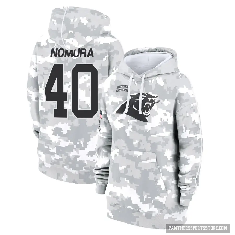 Women's ＃40 Tuasivi Nomura Carolina Panthers Arctic Camo 2024 Salute to Service Club Fleece Pullover Hoodie