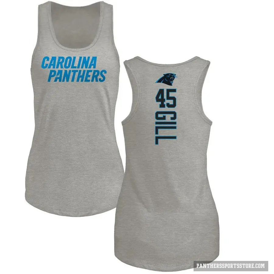 Women's ＃45 Cam Gill Carolina Panthers Ash Backer Tank Top