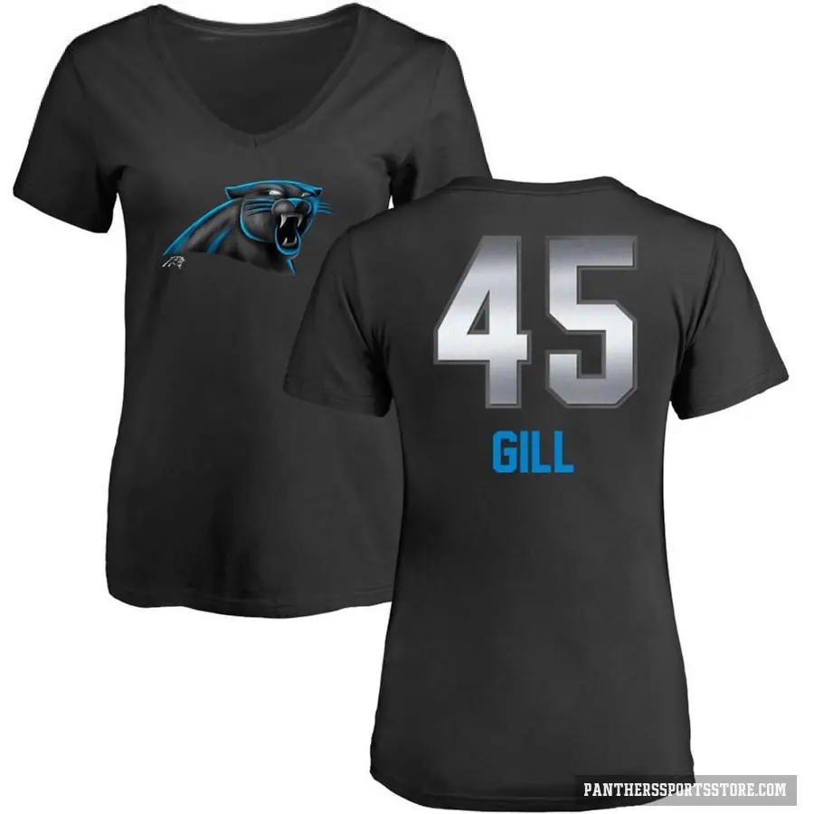 Women's ＃45 Cam Gill Carolina Panthers Black Midnight Mascot T-Shirt