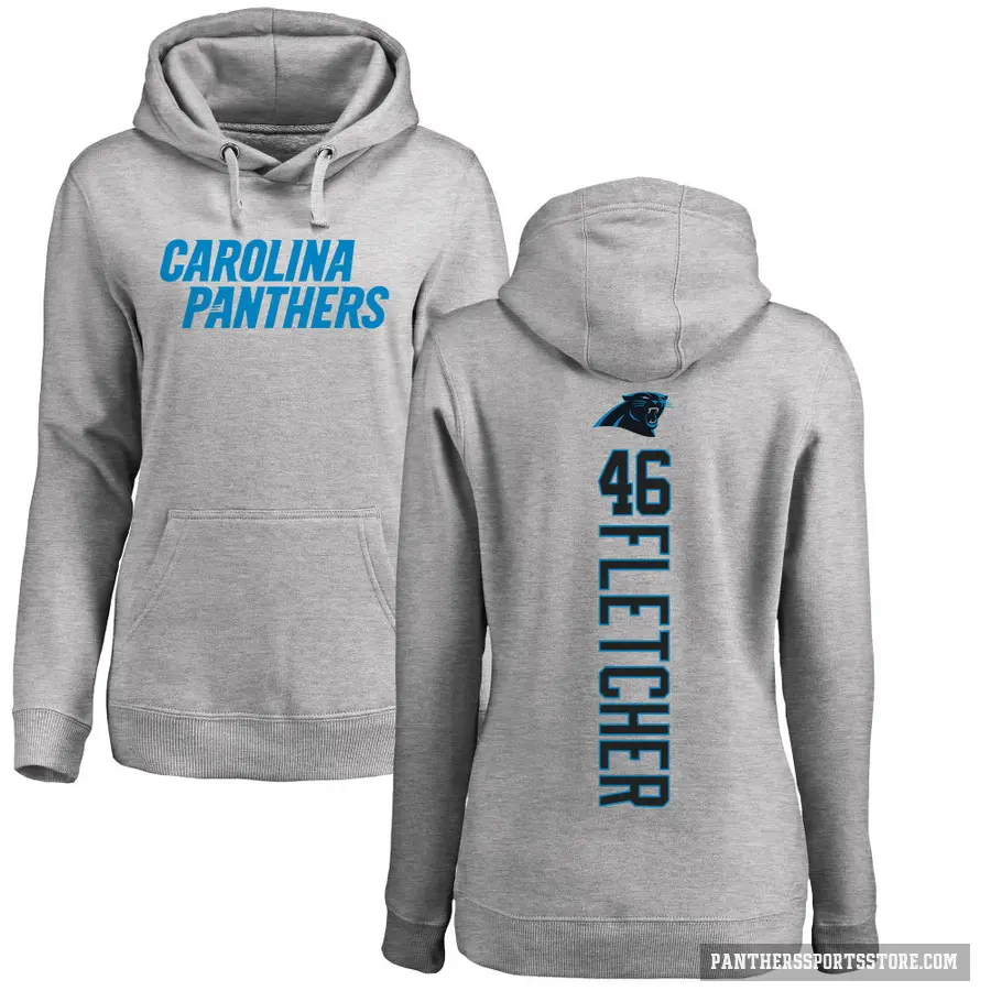 Women's ＃46 Thomas Fletcher Carolina Panthers Pro Line Ash Backer Pullover Hoodie