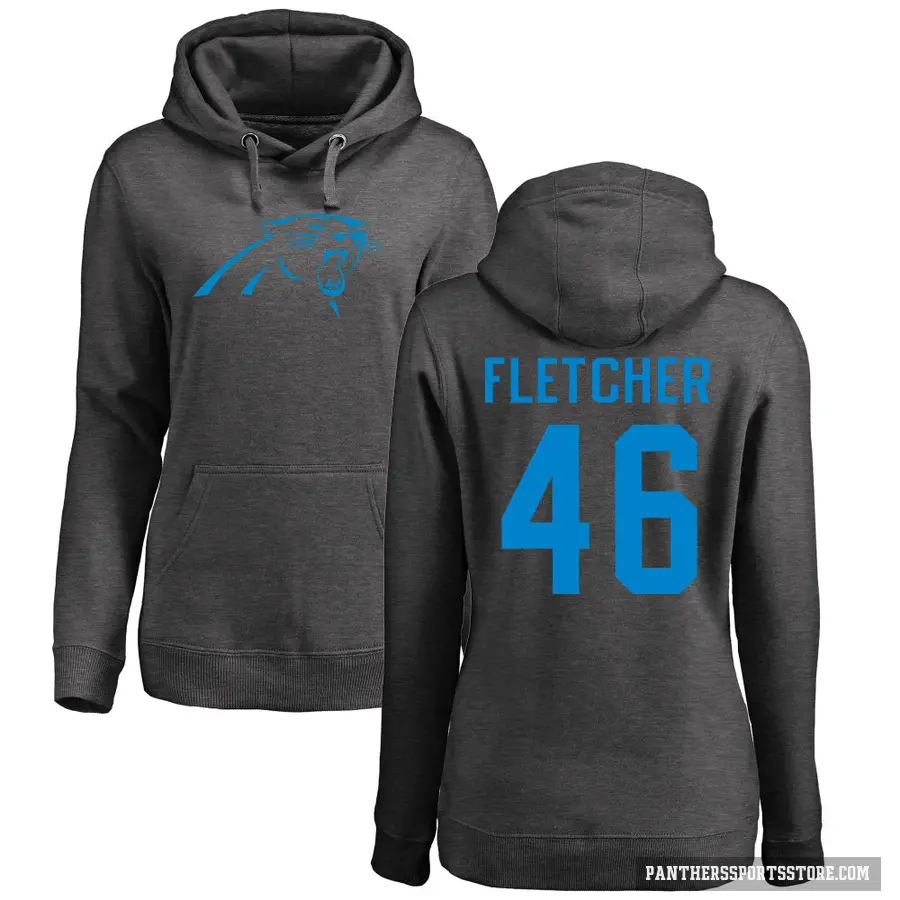 Women's ＃46 Thomas Fletcher Carolina Panthers Pro Line by Branded Ash One Color Pullover Hoodie