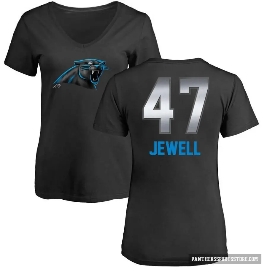 Women's ＃47 Josey Jewell Carolina Panthers Black Midnight Mascot T-Shirt