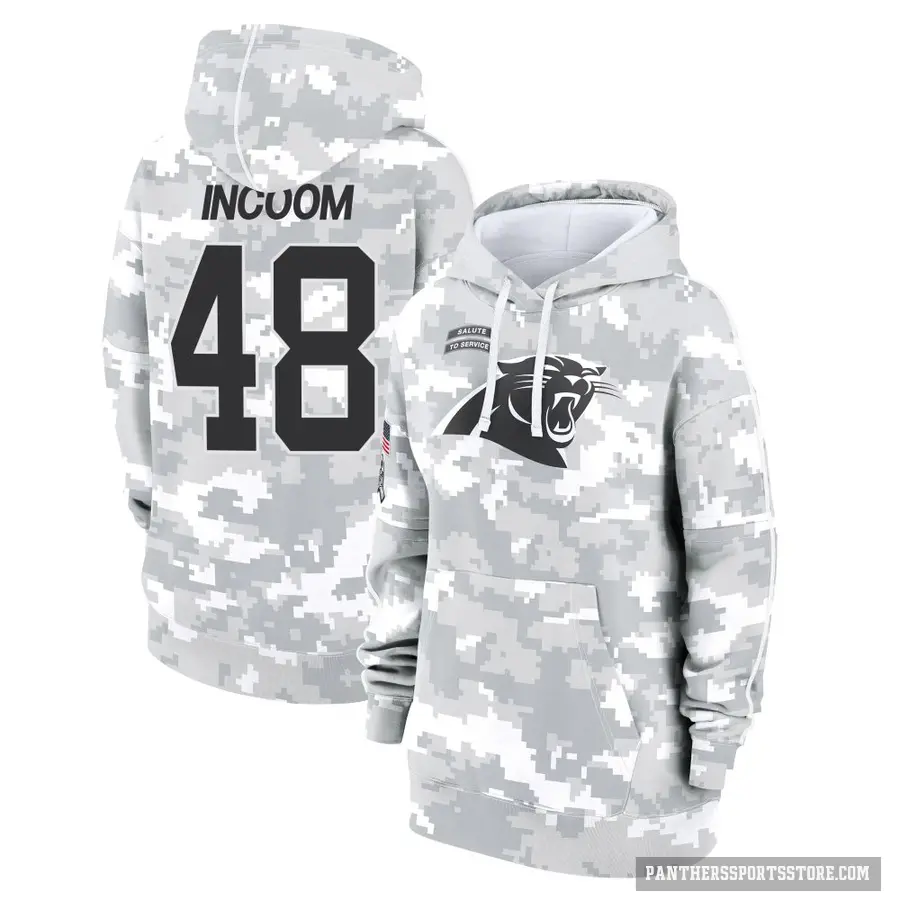 Women's ＃48 Thomas Incoom Carolina Panthers Arctic Camo 2024 Salute to Service Club Fleece Pullover Hoodie