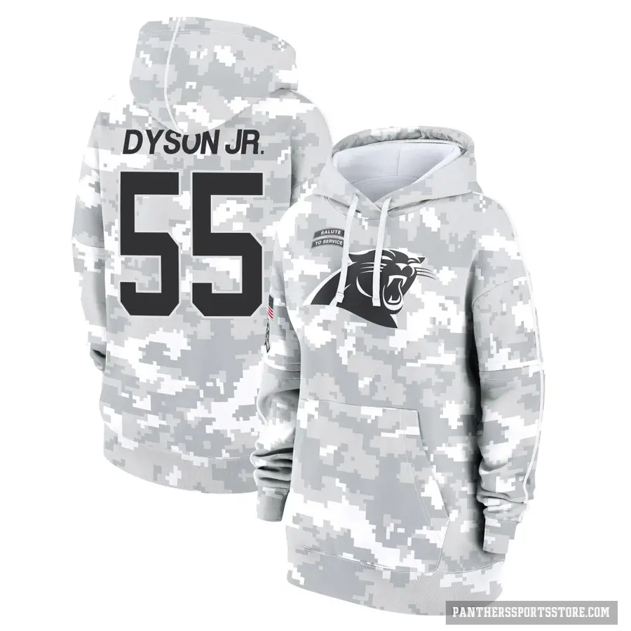 Women's ＃55 Kenny Dyson Jr. Carolina Panthers Arctic Camo 2024 Salute to Service Club Fleece Pullover Hoodie