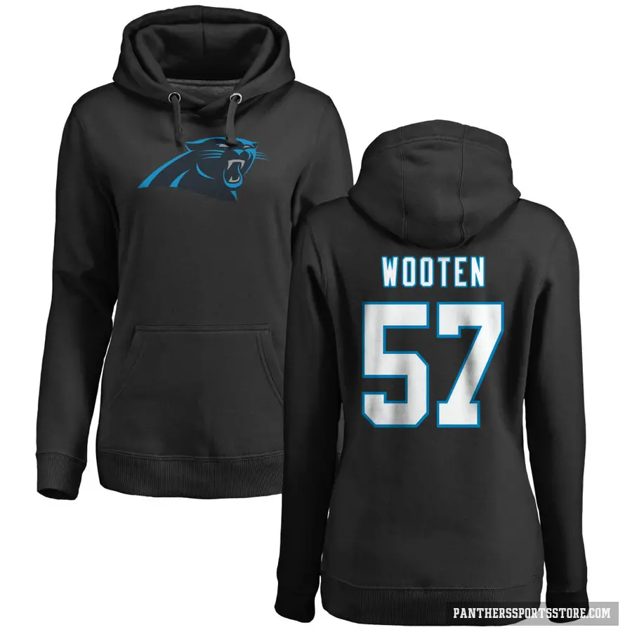 Women's ＃57 Chandler Wooten Carolina Panthers Black Pro Line Logo Pullover Hoodie