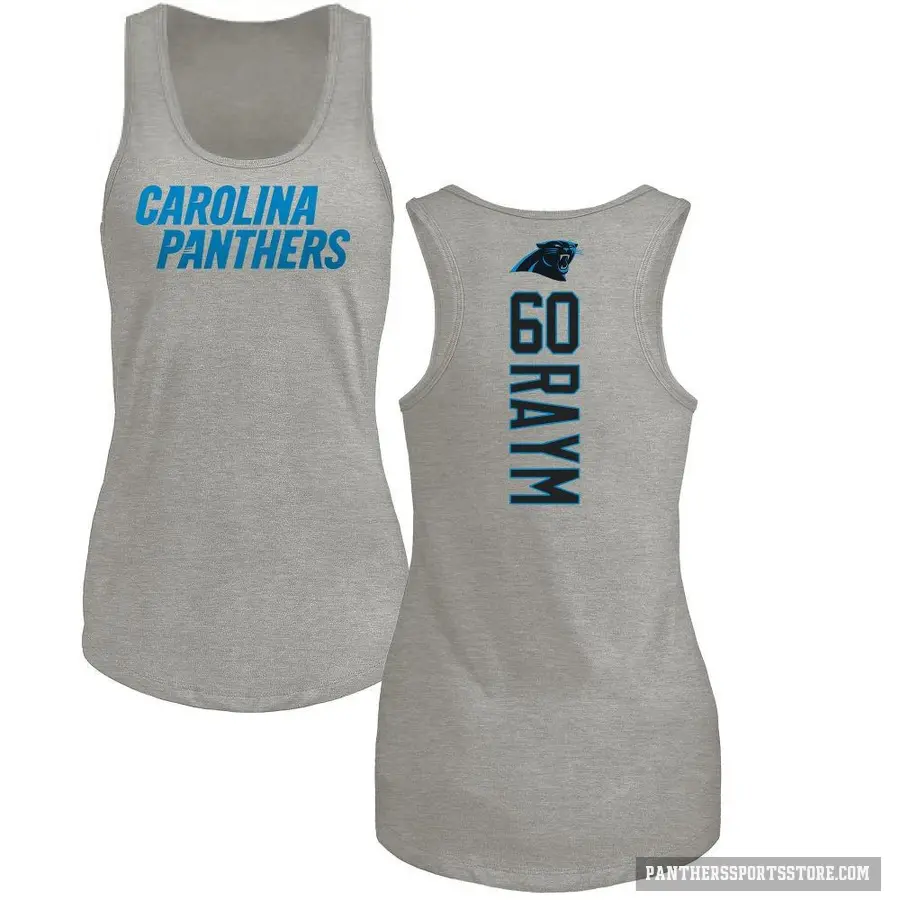 Women's ＃60 Andrew Raym Carolina Panthers Ash Backer Tank Top