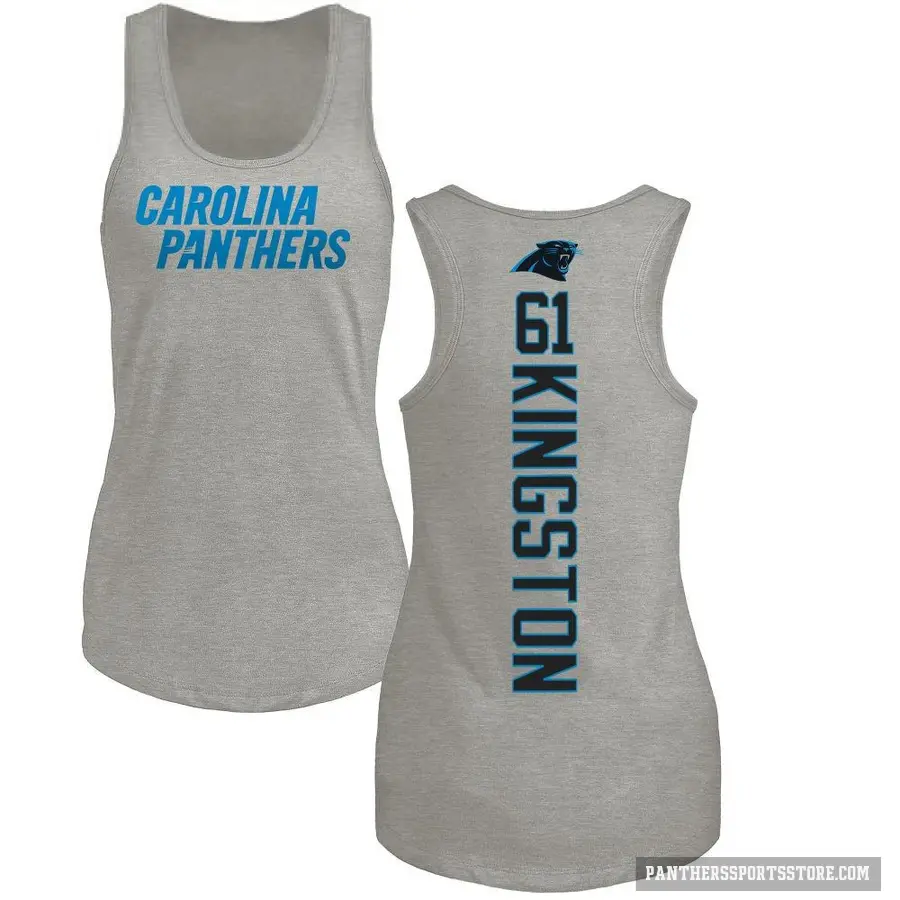 Women's ＃61 Jarrett Kingston Carolina Panthers Ash Backer Tank Top