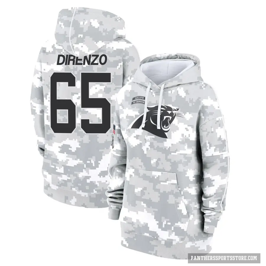 Women's ＃65 J.D. DiRenzo Carolina Panthers Arctic Camo 2024 Salute to Service Club Fleece Pullover Hoodie