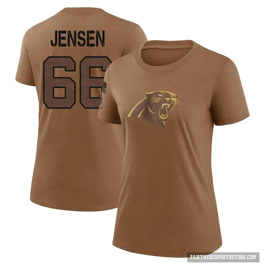 Women's ＃66 Nash Jensen Carolina Panthers Brown 2023 Salute To Service Performance T-Shirt