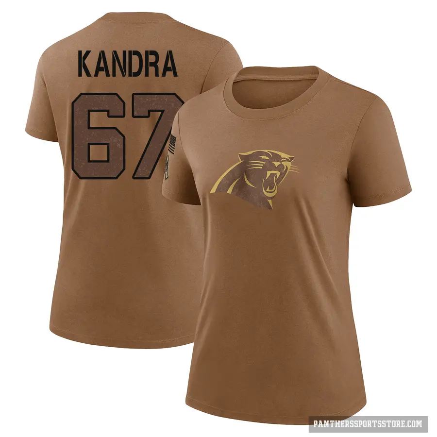 Women's ＃67 Luke Kandra Carolina Panthers Brown 2023 Salute To Service Performance T-Shirt