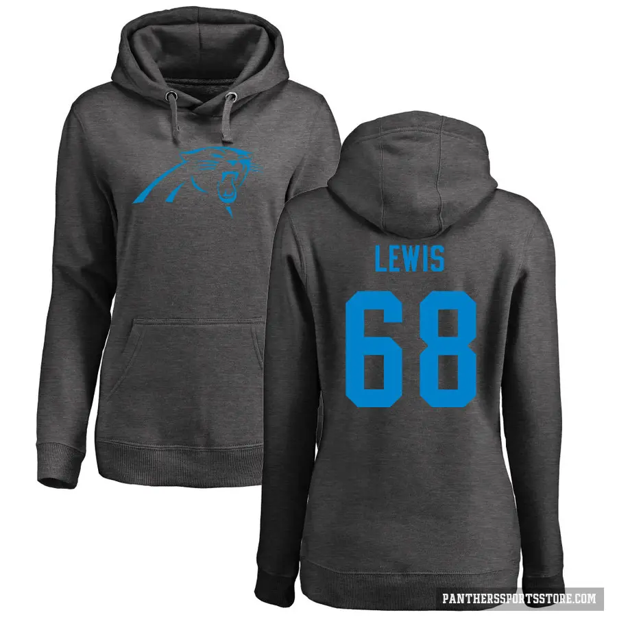 Women's ＃68 Damien Lewis Carolina Panthers Pro Line by Branded Ash One Color Pullover Hoodie