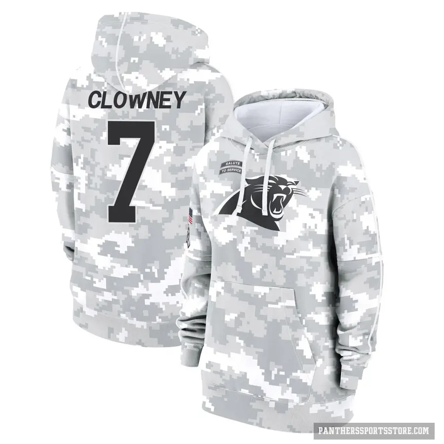 Women's ＃7 Jadeveon Clowney Carolina Panthers Arctic Camo 2024 Salute to Service Club Fleece Pullover Hoodie