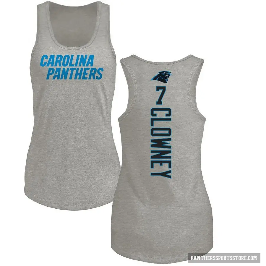 Women's ＃7 Jadeveon Clowney Carolina Panthers Ash Backer Tank Top