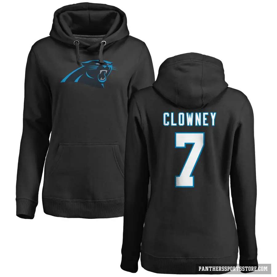 Women's ＃7 Jadeveon Clowney Carolina Panthers Black Pro Line Logo Pullover Hoodie