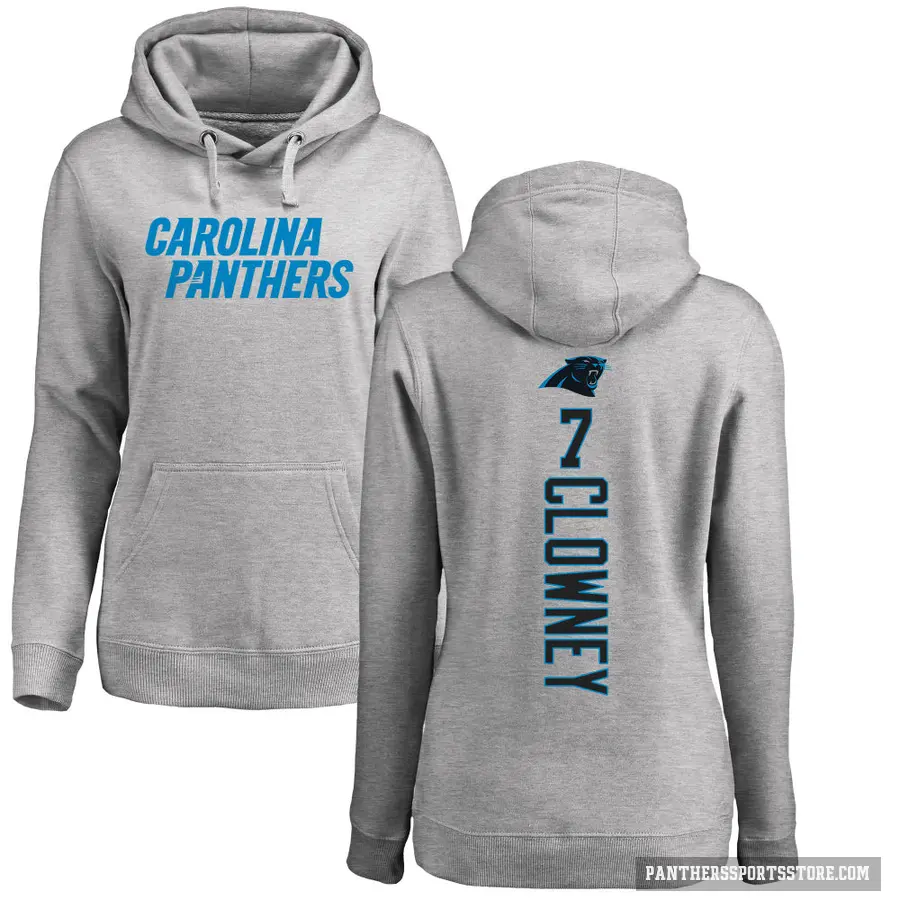 Women's ＃7 Jadeveon Clowney Carolina Panthers Pro Line Ash Backer Pullover Hoodie