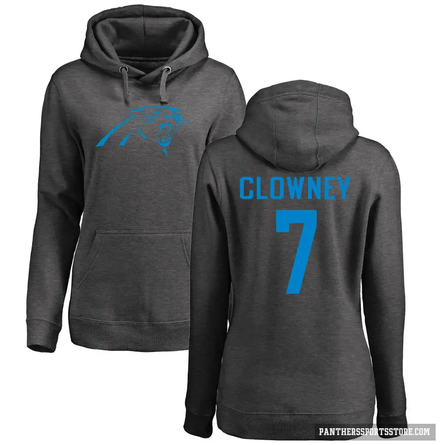 Women's ＃7 Jadeveon Clowney Carolina Panthers Pro Line by Branded Ash One Color Pullover Hoodie