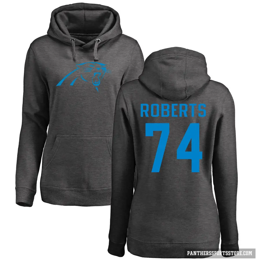 Women's ＃74 Sam Roberts Carolina Panthers Pro Line by Branded Ash One Color Pullover Hoodie