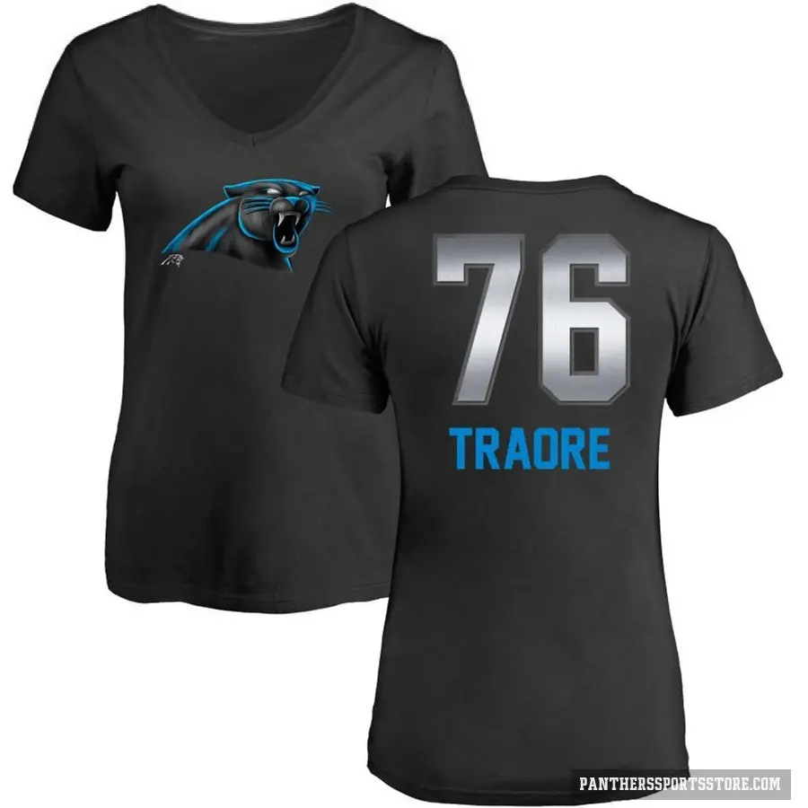 Women's ＃76 Badara Traore Carolina Panthers Black Midnight Mascot T-Shirt
