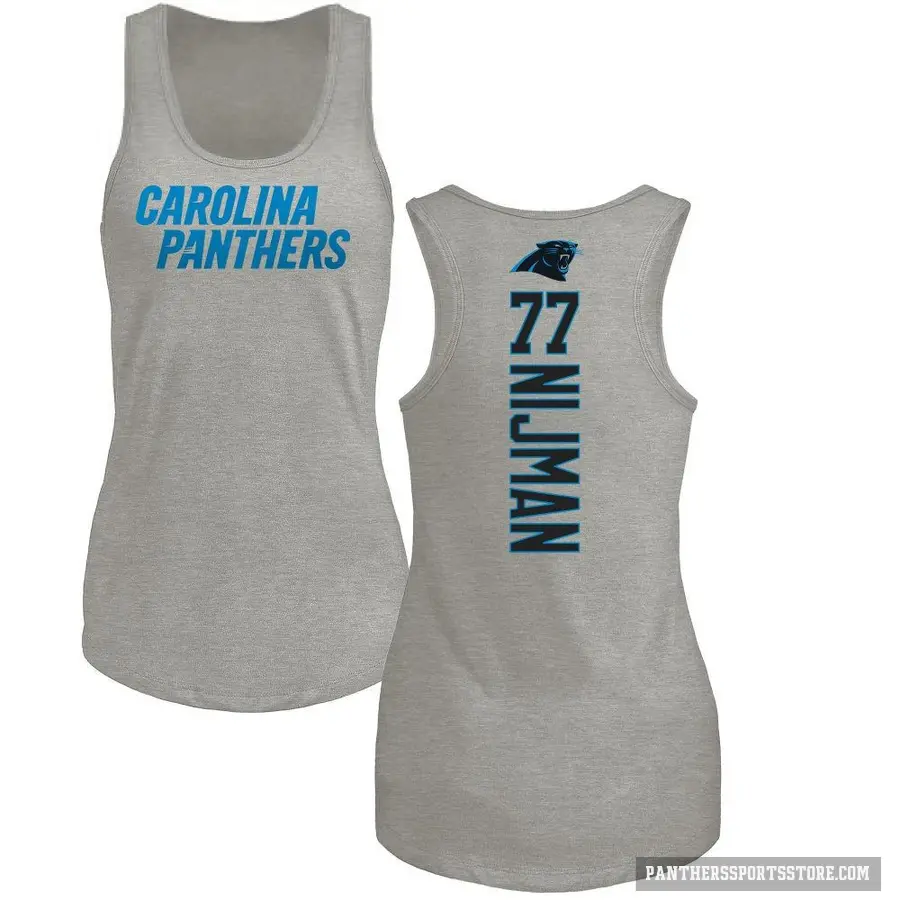 Women's ＃77 Yosh Nijman Carolina Panthers Ash Backer Tank Top