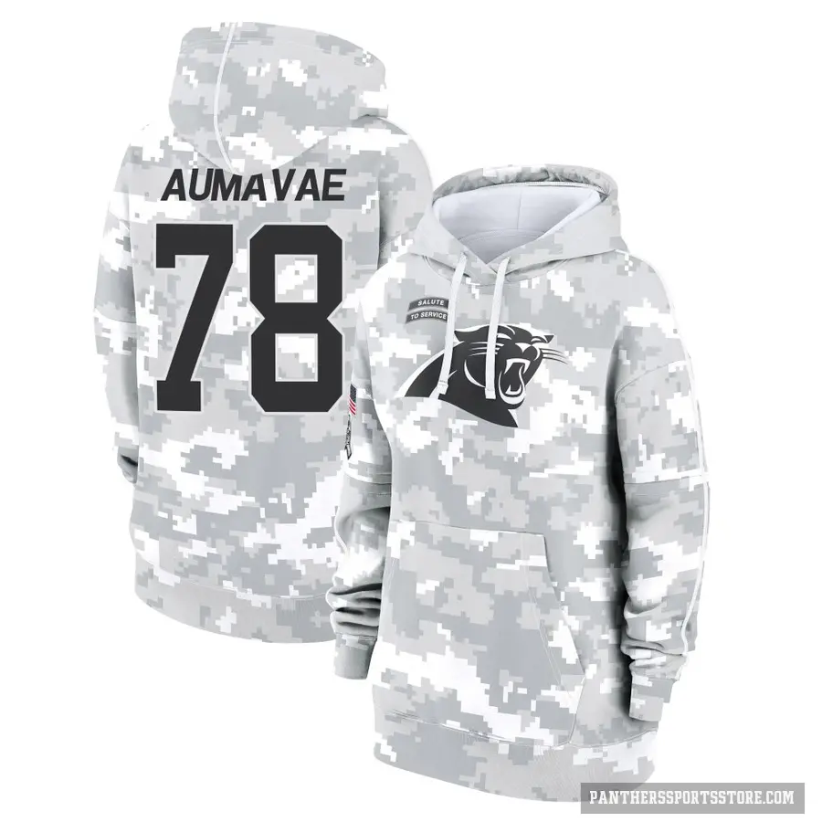 Women's ＃78 Popo Aumavae Carolina Panthers Arctic Camo 2024 Salute to Service Club Fleece Pullover Hoodie