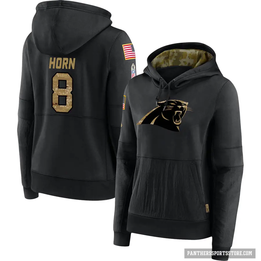 Women's ＃8 Jaycee Horn Carolina Panthers Black 2020 Salute to Service Sideline Performance Pullover Hoodie