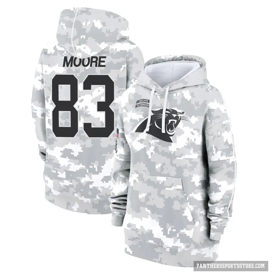 Women's ＃83 David Moore Carolina Panthers Arctic Camo 2024 Salute to Service Club Fleece Pullover Hoodie