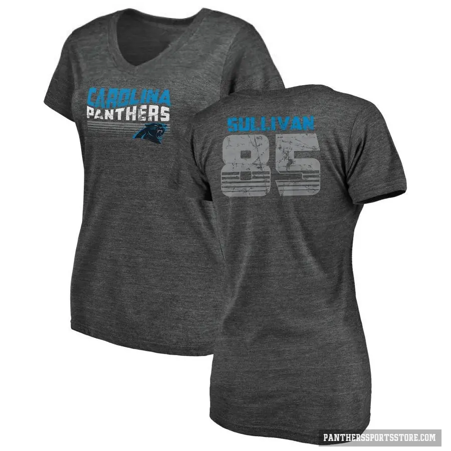 Women's ＃85 Stephen Sullivan Carolina Panthers Black Retro V-Neck T-Shirt