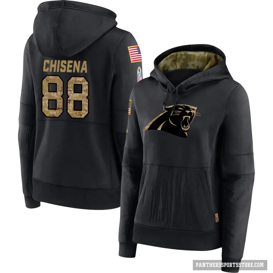Women's ＃88 Dan Chisena Carolina Panthers Black 2020 Salute to Service Sideline Performance Pullover Hoodie