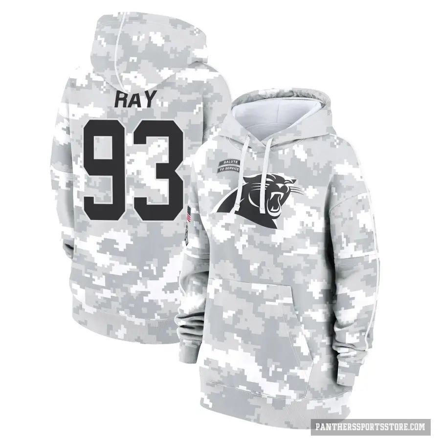 Women's ＃93 LaBryan Ray Carolina Panthers Arctic Camo 2024 Salute to Service Club Fleece Pullover Hoodie