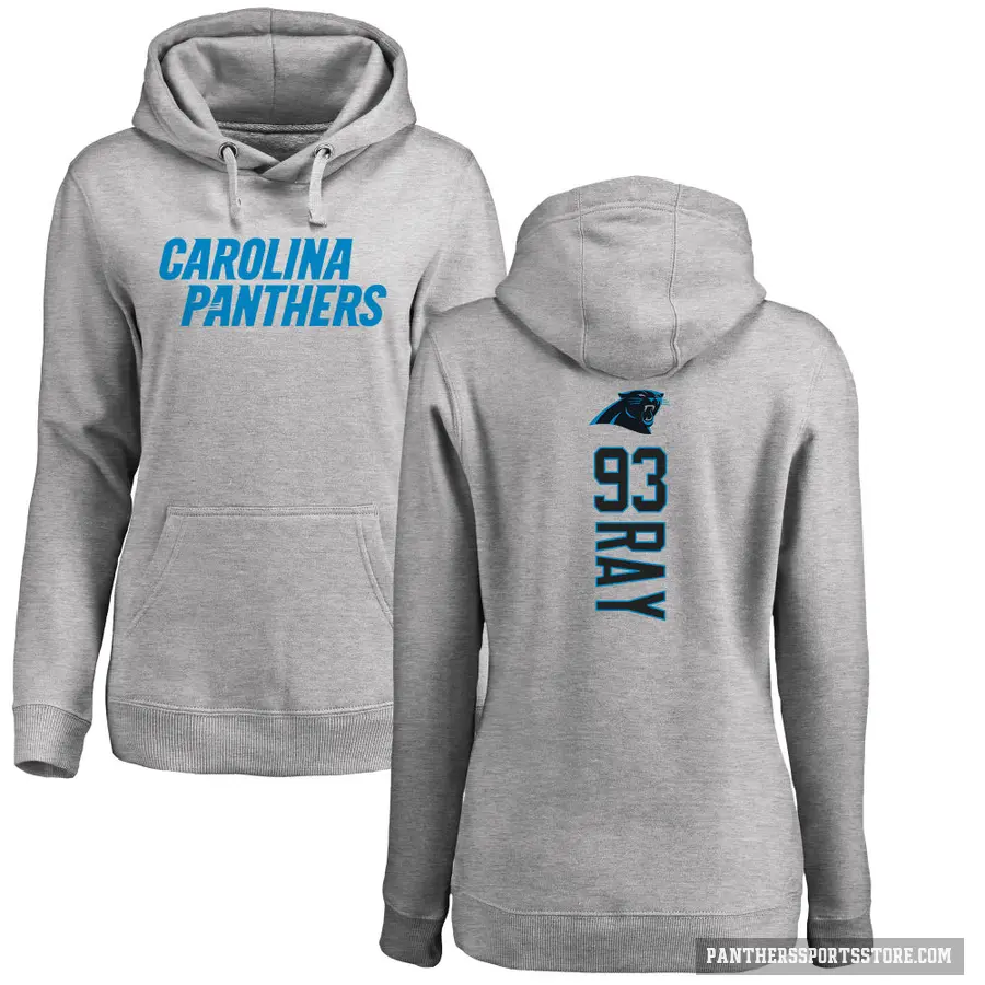 Women's ＃93 LaBryan Ray Carolina Panthers Pro Line Ash Backer Pullover Hoodie