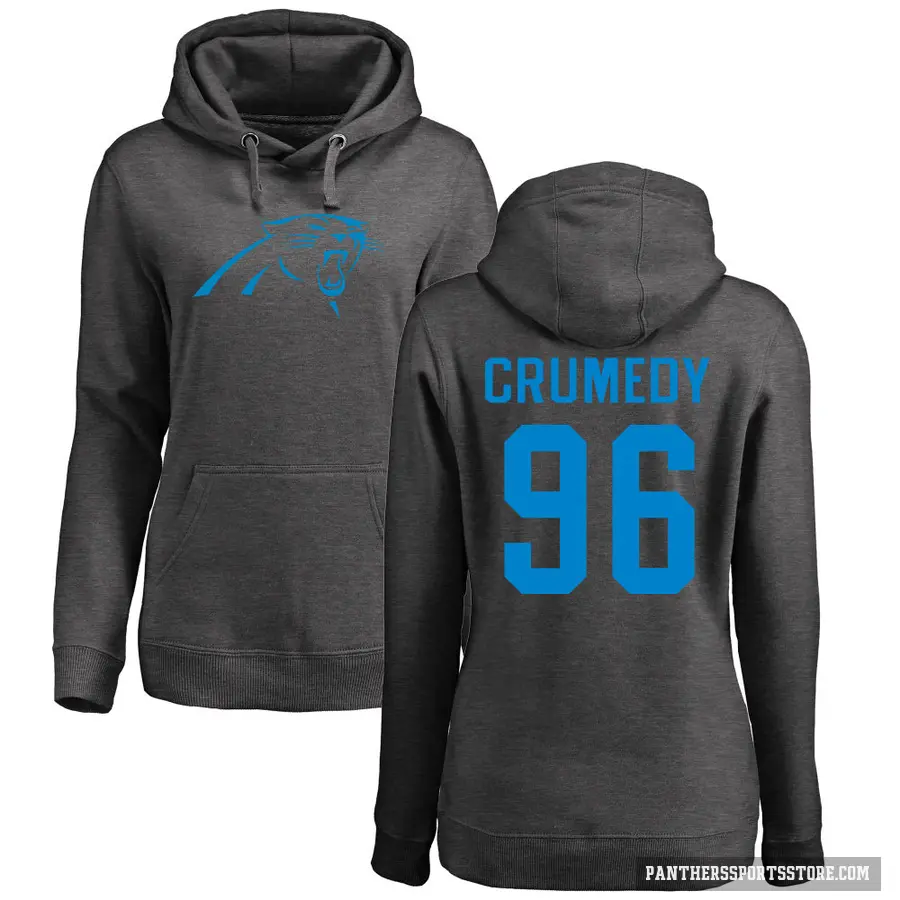 Women's ＃96 Jaden Crumedy Carolina Panthers Pro Line by Branded Ash One Color Pullover Hoodie
