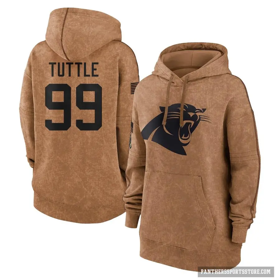 Women's ＃99 Shy Tuttle Carolina Panthers Brown 2023 Salute To Service Pullover Hoodie