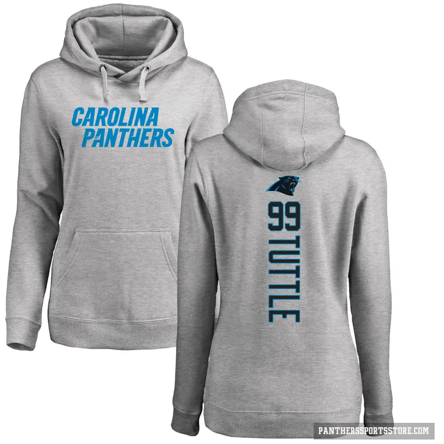 Women's ＃99 Shy Tuttle Carolina Panthers Pro Line Ash Backer Pullover Hoodie